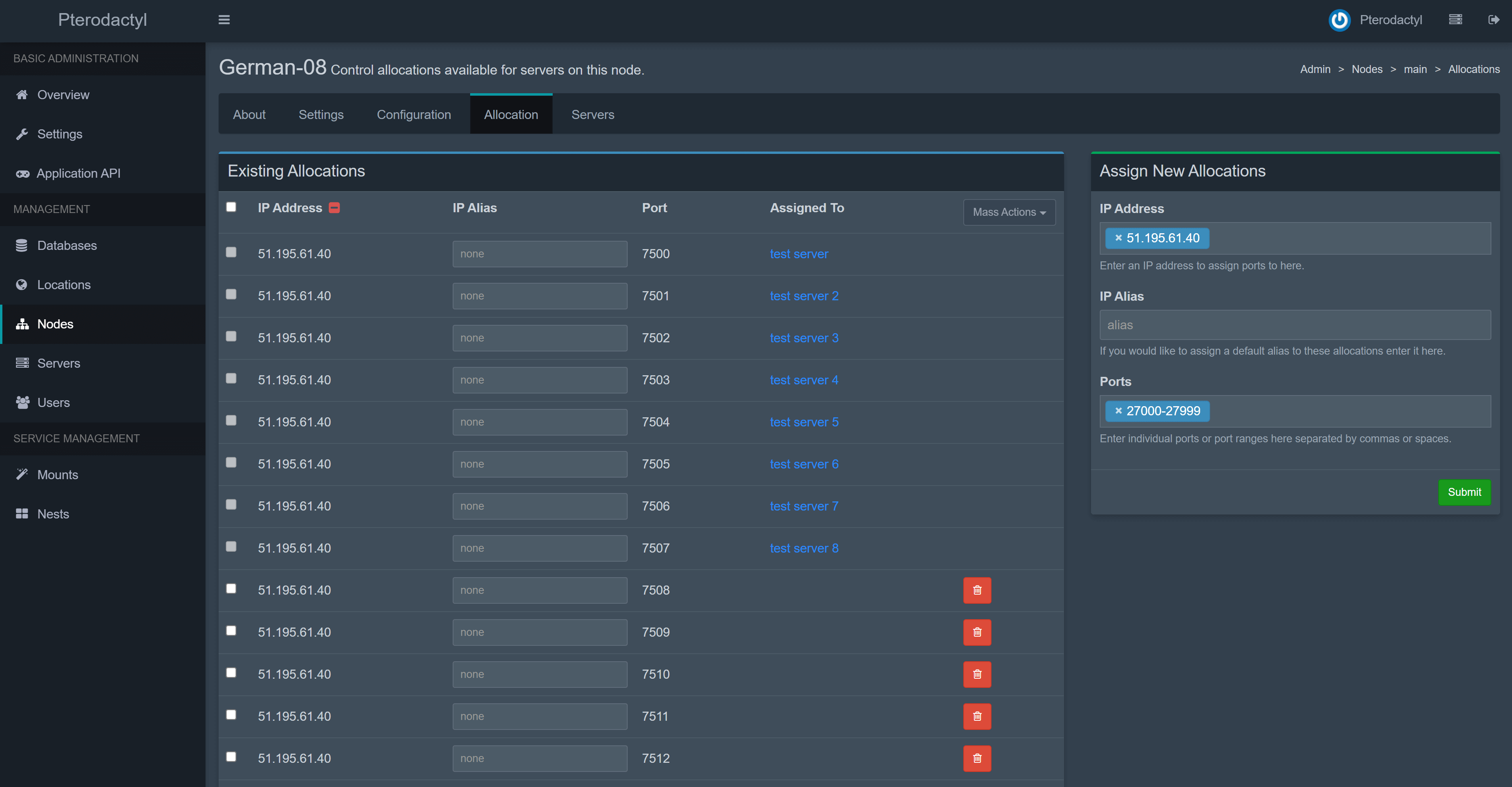 example image of node allocations